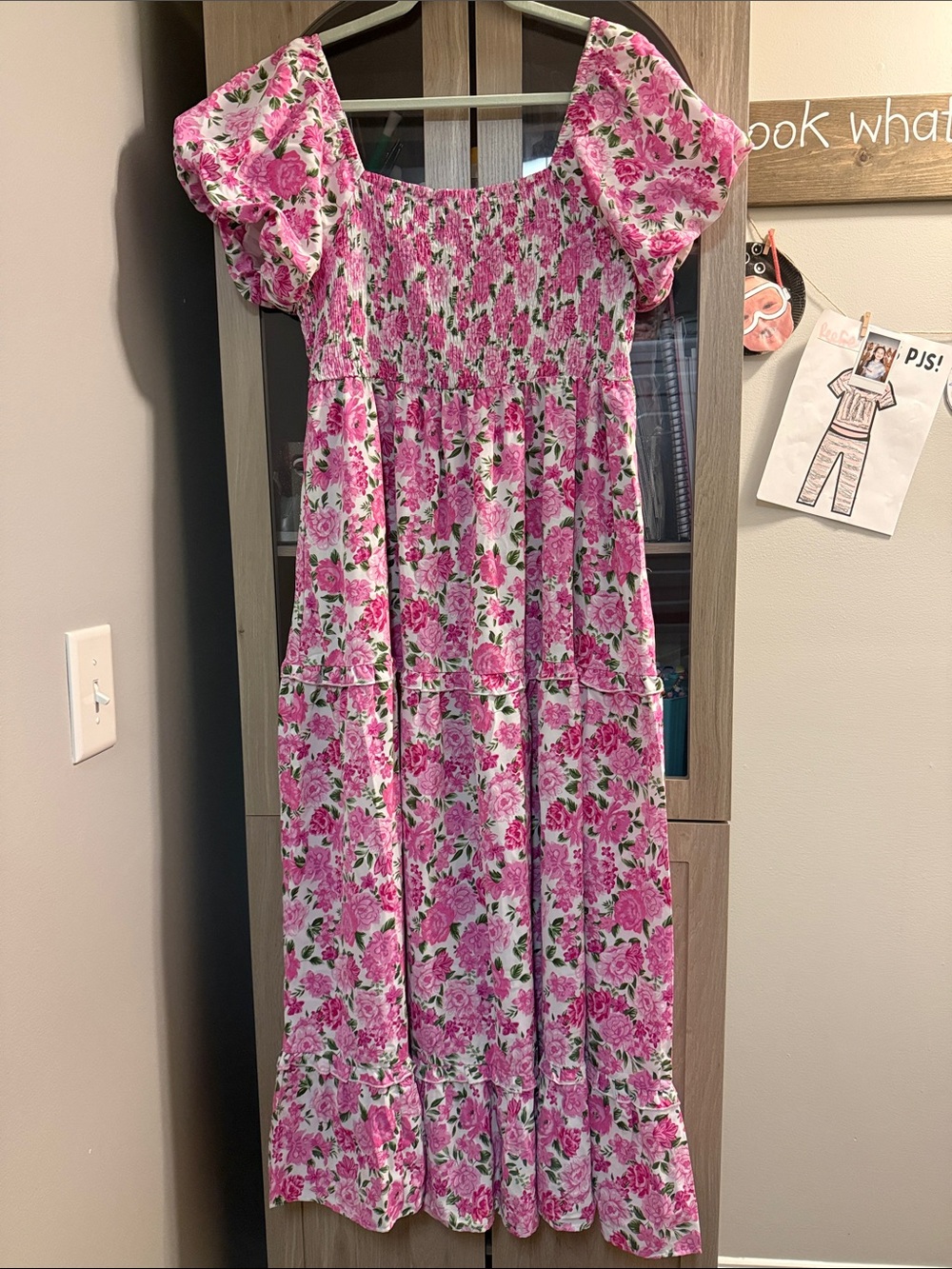 Pink floral maxi dress